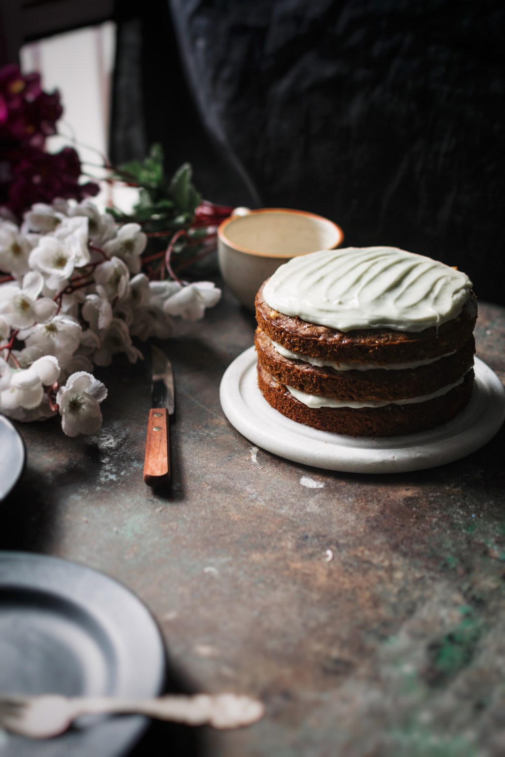 Apricot and white chocolate banana layer&nbsp;cake.