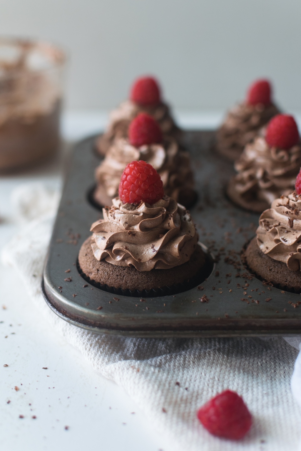 Double Chocolate Cupcakes with Raspberries