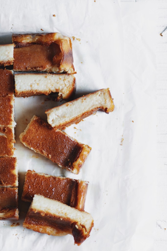 Eggless basque cheesecake slices