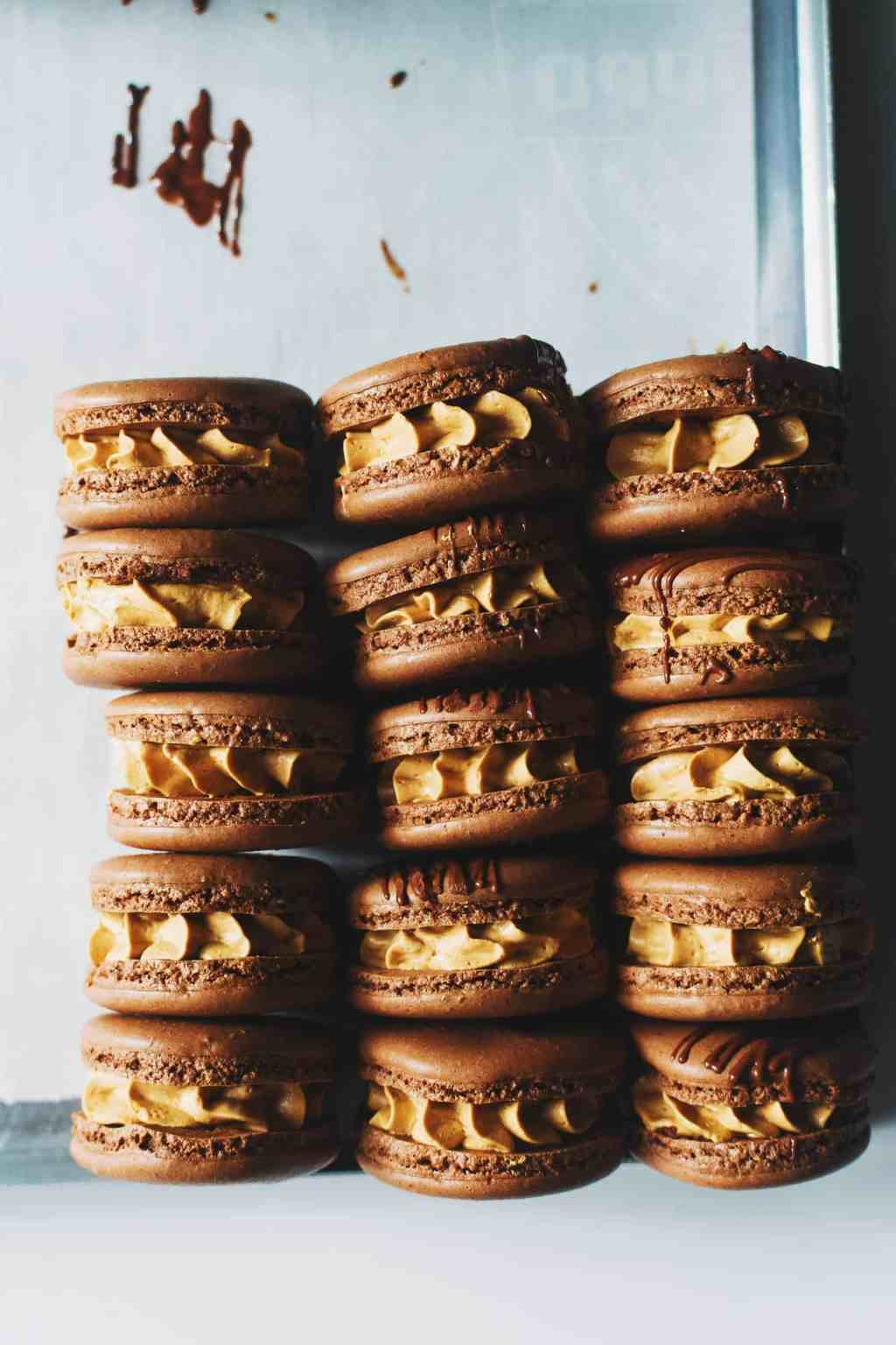 Dark Chocolate and Salted Caramel&nbsp;Macarons