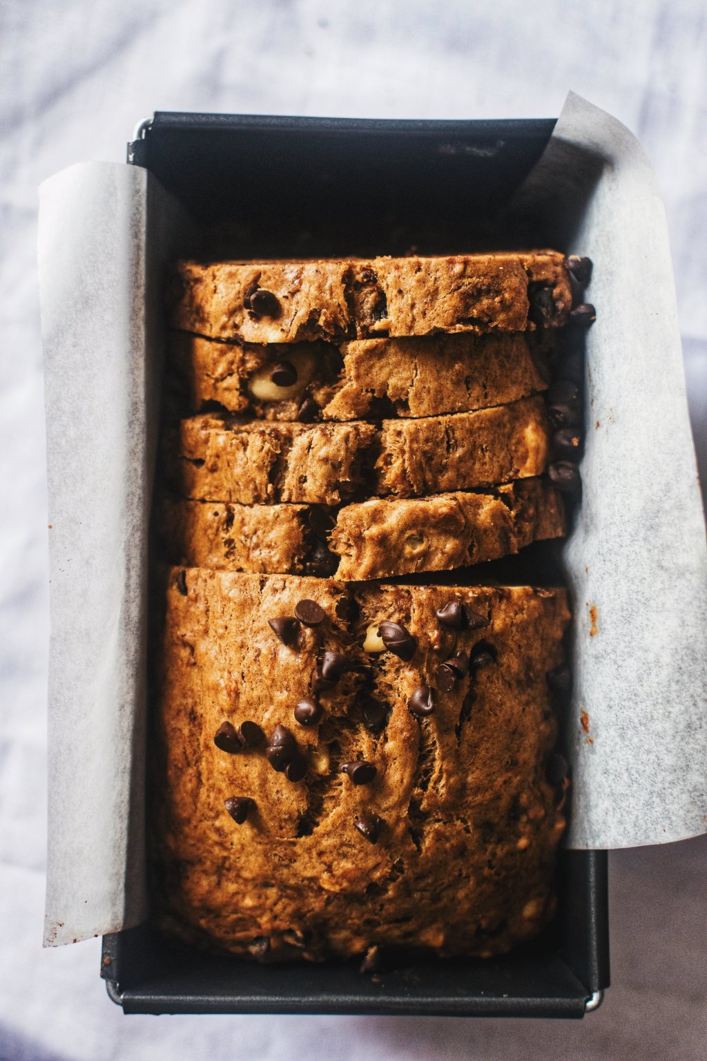 Choco-Chip Walnut Banana&nbsp;Bread.
